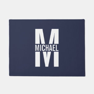 Navy Blue Personalized Monogram and Name Doormat