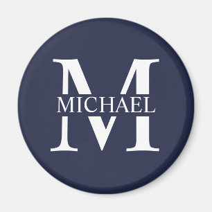 Navy Blue Personalized Monogram and Name Magnet