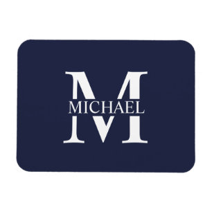 Navy Blue Personalized Monogram and Name Magnet