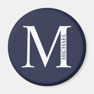 Navy Blue Personalized Monogram and Name Magnet