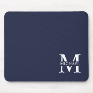 Navy Blue Personalized Monogram and Name Mouse Mat