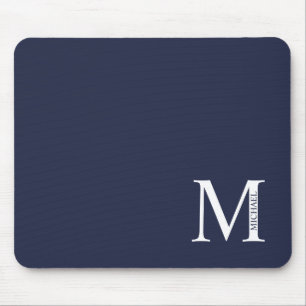 Navy Blue Personalized Monogram and Name  Mouse Mat