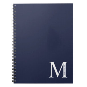 Navy Blue Personalized Monogram and Name  Notebook