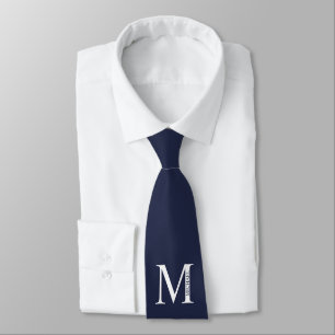 Navy Blue Personalized Monogram and Name Tie