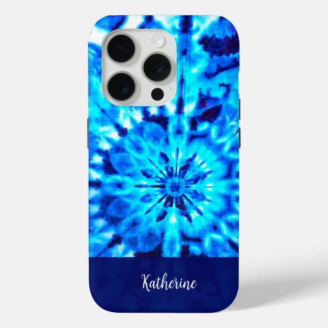 NAVY BLUE PERSONALIZED TIE DYE DESIGN   Case-Mate iPhone CASE (Back)