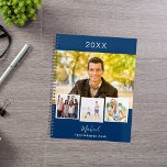 Navy blue photo collage appointments 2025 planner<br><div class="desc">Create your own unique photo collage. Use four,  4 of your favourite photo.   Personalise and a year,  name and text. A navy blue background,  white text.</div>