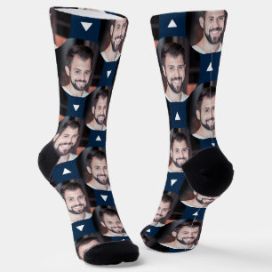 Navy Blue Photo of Boyfriend for Girlfriend  Socks