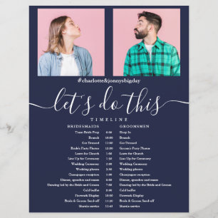 Navy Blue Photo Script Wedding Schedule Timeline