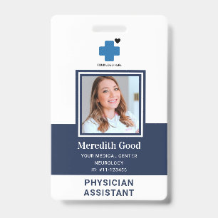 Navy Blue Photo Security ID Physician Assistant  Badge