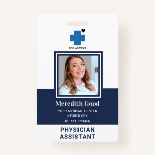 Navy Blue Photo Security ID Physician Assistant ID Badge