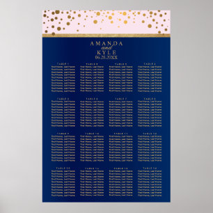 Navy Blue, Pink and Gold - 16 Seating Chart