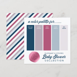 Navy Blue & Pink Baby Shower Colour Palette Card