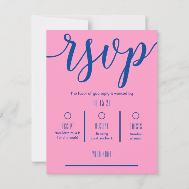 Navy Blue & Pink Bat Bar Mitzvah Party Invitation (Front)