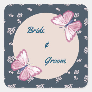 navy blue pink butterfly floral stickers