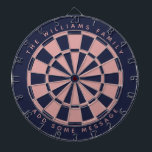 Navy Blue Pink Custom Family Name Message Classic  Dartboard<br><div class="desc">A classic dartboard design with alternating navy blue and dusty rose (pink) triangles. 

Above and below there are the name and a message as arched text,  in caps.</div>