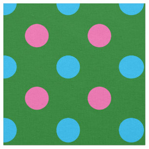 Navy Blue Pink Cyan Polka Dot Pattern Fabric