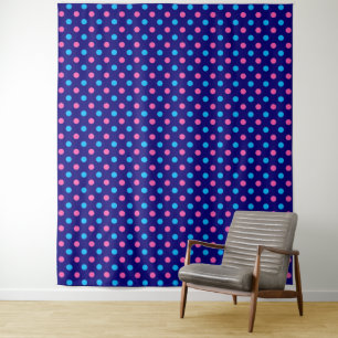 Navy Blue Pink Cyan Polka Dot Pattern Tapestry