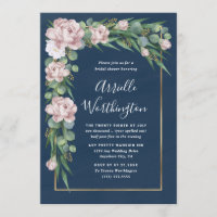 Navy Blue & Pink Dusty Rose Greenery Bridal Shower