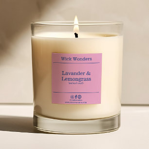 Navy Blue Pink Minimalistic Candle Making Label