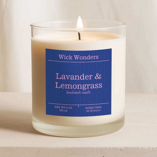 Navy Blue Pink Minimalistic Candle Making Label (Creator Uploaded)
