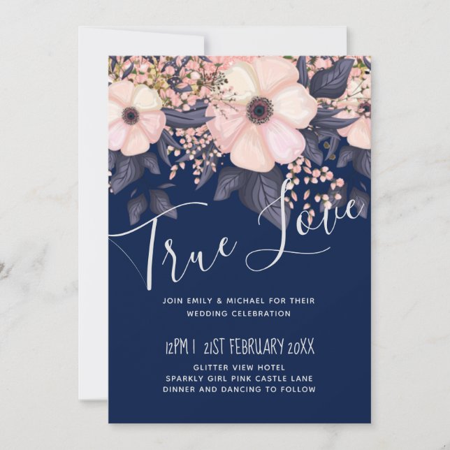 Navy Blue Pink Modern Wedding Budget (Front)