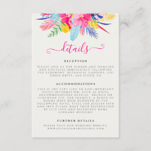 Navy Blue Pink Wild Rain Forest Evergreen Wedding Enclosure Card