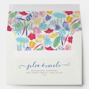 Navy Blue Pink Wild Rain Forest Evergreen Wedding Envelope