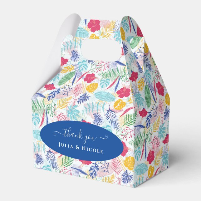 Navy Blue Pink Wild Rain Forest Evergreen Wedding Favour Box (Front Side)