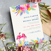 Navy Blue Pink Wild Rain Forest Evergreen Wedding