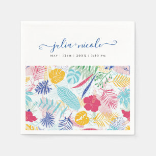 Navy Blue Pink Wild Rain Forest Evergreen Wedding Napkin