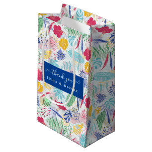 Navy Blue Pink Wild Rain Forest Evergreen Wedding Small Gift Bag