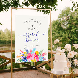 Navy Blue Pink Wild Rainforest Bridal Shower Poster