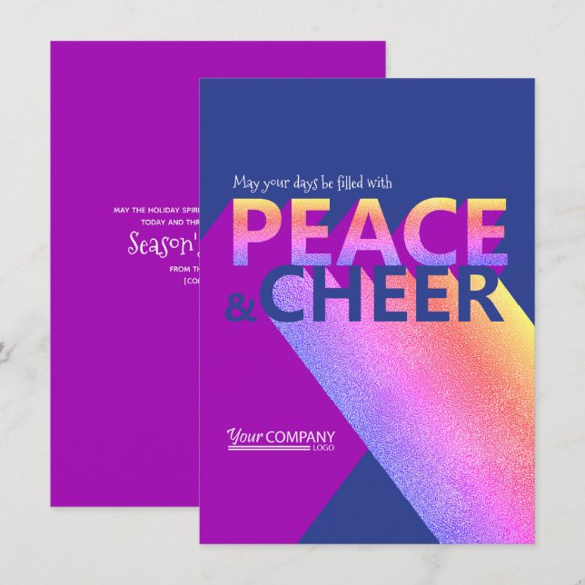 Navy Blue, Pink, Word Art Company Holiday Card (Front/Back)