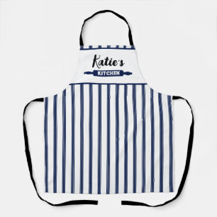 Navy Blue Pinstripe Custom Apron