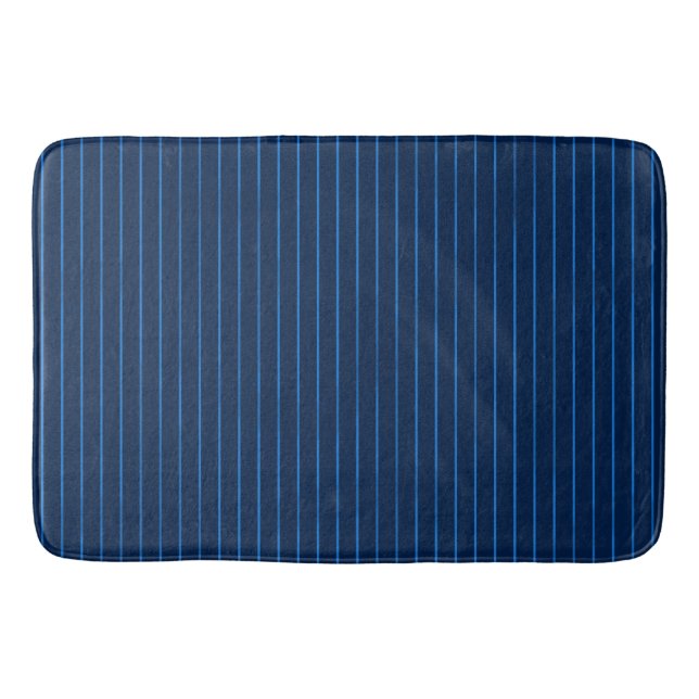 Navy blue pinstripes bath mat (Front)