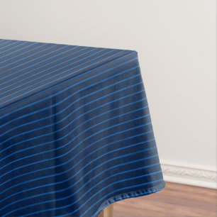 Navy blue pinstripes tablecloth