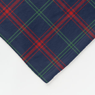Navy Blue Plaid Lynch Tartan Fleece Blanket