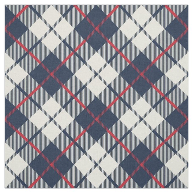 Navy Blue Plaid Pattern Fabric (Swatch)