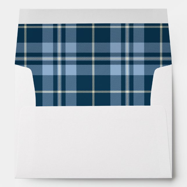 Navy Blue Plaid Return Address Envelope (Back (Bottom))