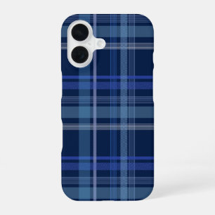 Navy Blue Plaid Tartan Cute Retro Aesthetic iPhone 16 Case