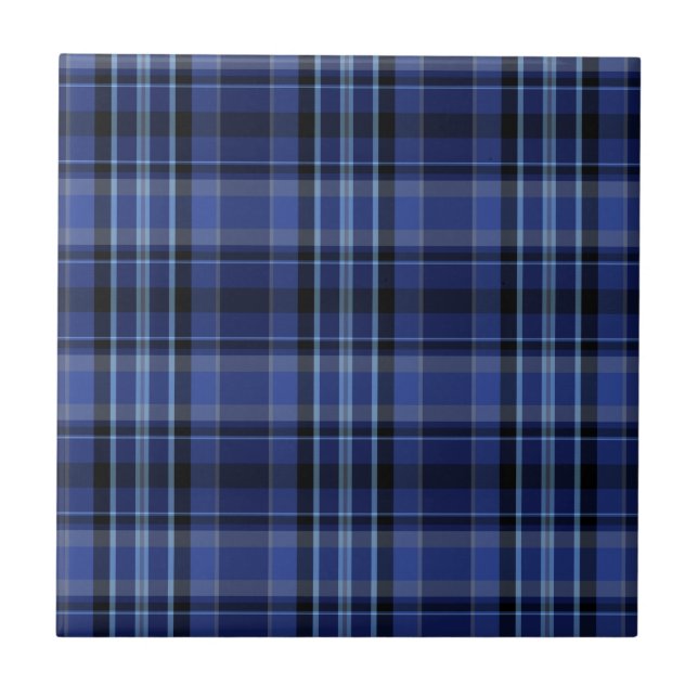 Navy Blue Plaid Tartan Tile (Front)