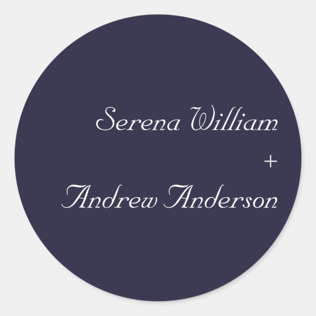 Navy Blue Plain Modern Solid Wedding Classic Round Sticker (Front)