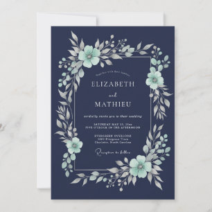 Navy Blue Polished Winter Wedding Invitation