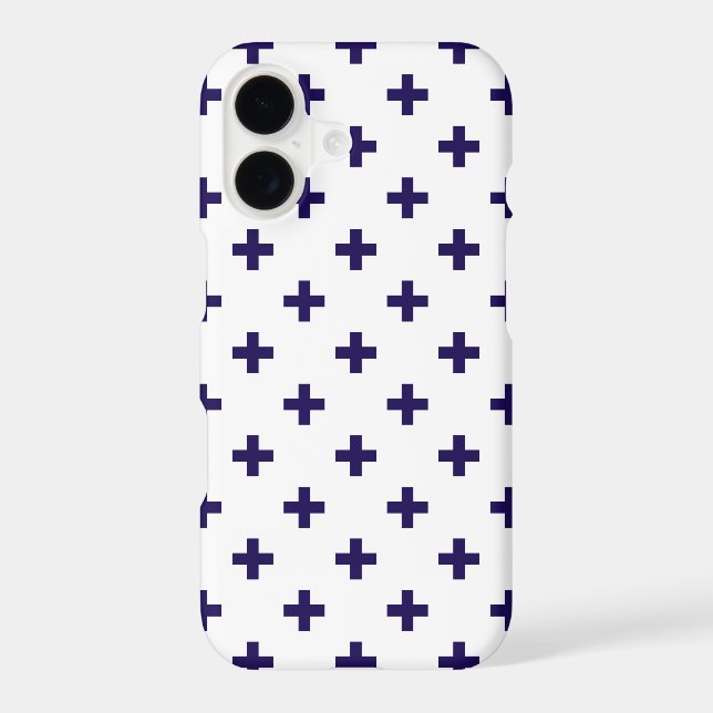 Navy blue polka crosses on white (Back)