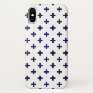 Navy blue polka crosses on white iPhone x case