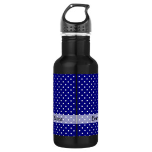 Navy blue polka dot pattern 532 ml water bottle
