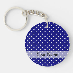 Navy blue polka dot pattern key ring