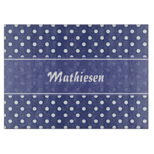 Navy Blue Polka Dot Personalised Cutting Board