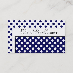 Navy Blue Polka Dot Professional Business Cards