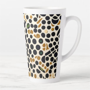 Navy Blue Polka Dots: Gold and Emerald Accents Latte Mug
